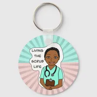 Living the Scrub Life | Nurse, Caregiver, Doctor   Keychain