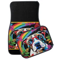 Colorful Bulldog With Vibrant Glasses in Nature Car Floor Mat