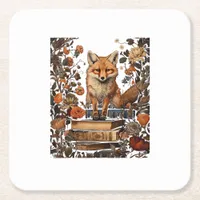 Cottagecore Aesthetic With Book Cute Goblincore Mi Square Paper Coaster