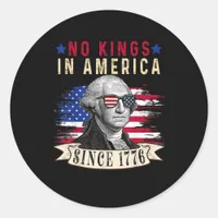No Kings In America USA Flag Retro Cool Style Classic Round Sticker