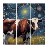 A Bull in The Starry Night Triptych