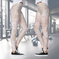 Vintage rose pattern in cream - floral pattern    leggings