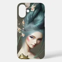 Japanese blue-haired Princess Fantasy Art Poster iPhone 16 Plus Case