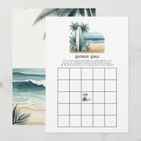 Tropical Beach Club Birthday Bingo Game Invitation