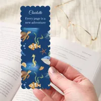 Ocean animals whale fish sea horse quote bookmarks