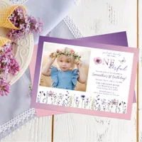 Wildflower Onederful 1st Birthday Photo Invite