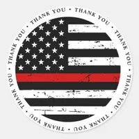 Thin Red Line Fireman Firefighter Thank You Classic Round Sticker