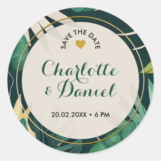 Topical Print | Save The Date | Wedding Classic Round Sticker