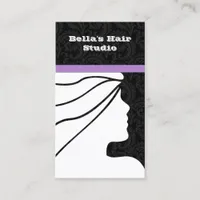 Purple Salon businesscards with appointment on bac