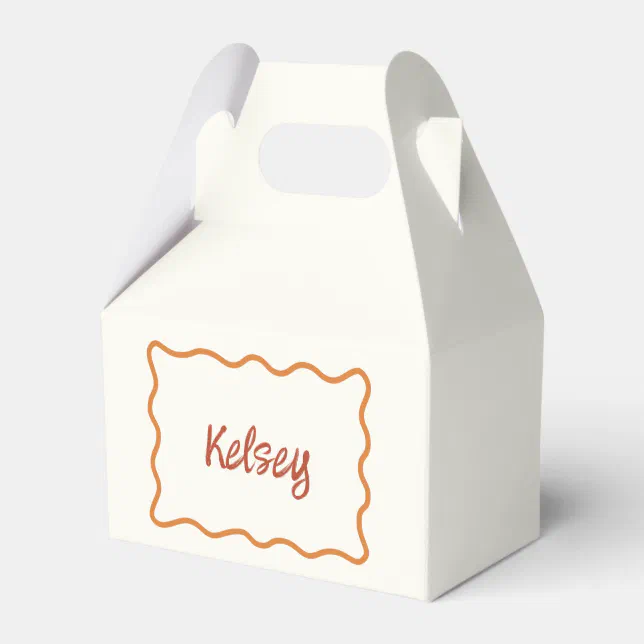 Whimsical Wavy Border Handwritten Retro 70s Favor Boxes