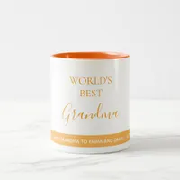 Grandmother World's best grandma white gold Two-Tone Coffee Mug