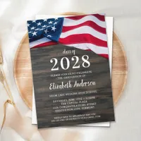 Military USA American Flag Patriotic Graduation Invitation Postcard