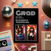 Retro Disco Graduation Party Photo Invitation