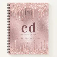 Logo pink drips monogram business notebook