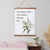 White Lilies Floral Botanical Art Personalized  Hanging Tapestry