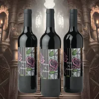 Purple roses by the window - gothic style wine label