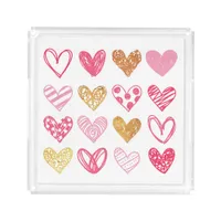 Hand Drawn Heart Pattern ID470 Acrylic Tray