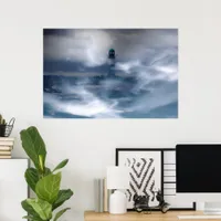 Lighthouse in the storm - Baltic Sea  Poster