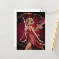 Fairy With Horns in a Red Dress  Postcard