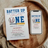 Batter Up Baseball 1st Birthday Party Invitation