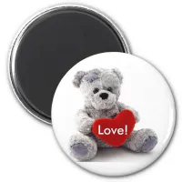 Grey Bear With Heart Magnet