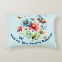 Floral Watercolor Monogram You're the Bee's Knees  Accent Pillow