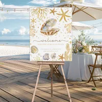 Watercolor Ocean Little Pearl Baby Shower Welcome  Foam Board