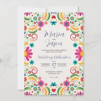 Mexican Fiesta Colorful Floral Botanical Wedding Invitation