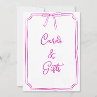 Hand Drawn Bow Coquette Pink Cards and Gifts Sign