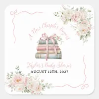 A New Chapter Begins Baby Shower  Square Sticker