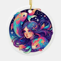 Just a Pisces Girl | Horoscope Art Christmas Ceramic Ornament