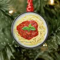 Funny Spaghetti Gag Gift Food Christmas   Metal Ornament