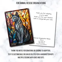 Stained Glass Animal Rescue Organization Cat Gray Thank You Card