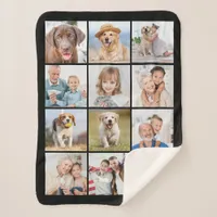 Simple 12 Picture Family Friends Pets Collage Sherpa Blanket