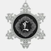 Elegant Goth Initial L Snowflake Ornament