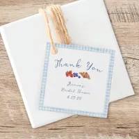 Dusty Blue Gingham Brunch Bridal Shower Thank You Favor Tags