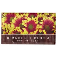 Rustic Autumn Sunflowers on Fence Wedding Place Card Holder