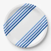 Paper Plate - Shades of Blue Diagonal Stripes