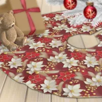 Red White Christmas Floral Pattern#17 ID1009 Brushed Polyester Tree Skirt