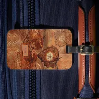 Modern Abstract  Fall Brown Leaves Luggage Tag