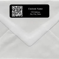 Black white QR code business return address Label