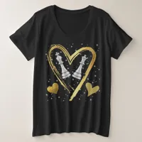 Gold Hearts King and Queen Chess Pieces | Plus Size T-Shirt