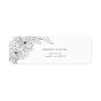 Minimal Elegant Floral Sketch Wedding Label