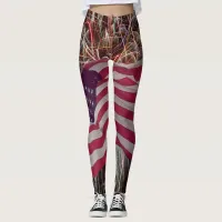 American Flag and Fireworks Leggings