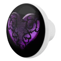 Filigree Goth Purple Heart Ceramic Knob