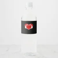 Heart Skeleton Hands Gothic Valentine Red Classic Water Bottle Label