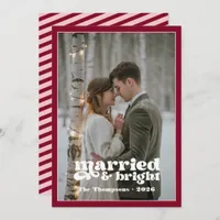 Burgundy & Blush Newlyweds Christmas Holiday Card
