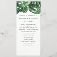 tropical leaves gold  greenery botanical wedding program