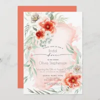 Bridal Shower  | Watercolor Scarlet Flame Floral Invitation