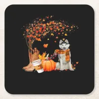 It’s Fall Y’all Dog Autumn Aesthetic Style Square Paper Coaster